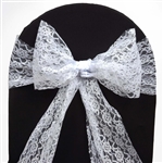 5 PCS Ivory Lace Chair Sashes Tie Bows - 6"x108"