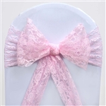 5 PCS Pink Lace Chair Sashes Tie Bows - 6"x108"