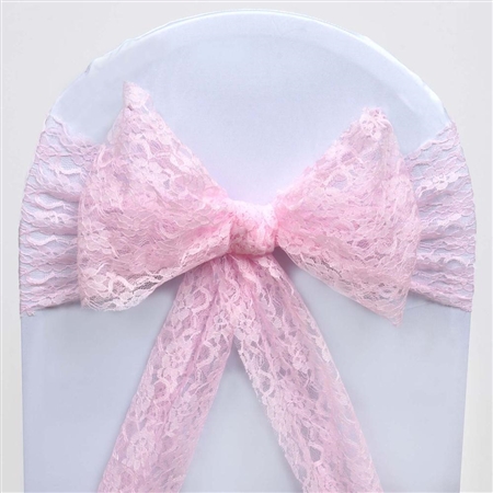 5 PCS Pink Lace Chair Sashes Tie Bows - 6"x108"