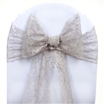 5 PCS Silver Lace Chair Sashes Tie Bows - 6"x108"