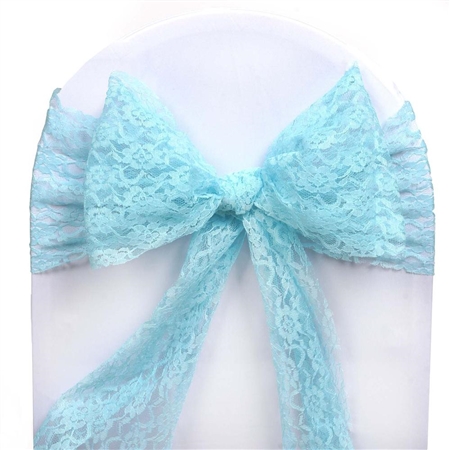 5 PCS Turquoise Lace Chair Sashes Tie Bows - 6"x108"