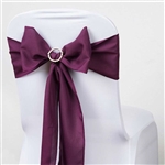 6 x 108" Eggplant Polyester Chair Sashes Tie Bows for Wedding Party Decorations - Pack of 5