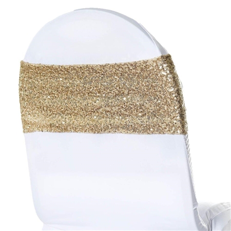 6"x14" Champagne Sequin Spandex Chair Sash - 5 PCS