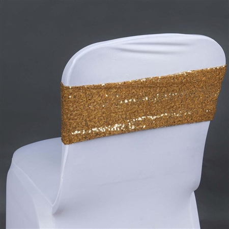 6"x14" Gold Sequin Spandex Chair Sash - 5 PCS