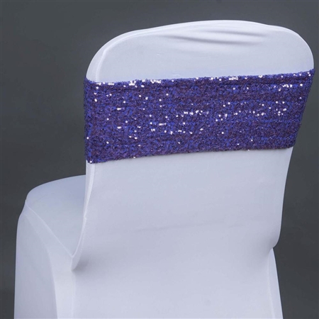 6"x14" Purple Sequin Spandex Chair Sash - 5 PCS
