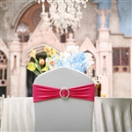 5"x14" Fushia Spandex Stretch Chair Sash with Silver Diamond Ring Slide Buckle - 5-Pack