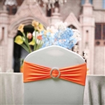 5"x14" Orange Spandex Stretch Chair Sash with Silver Diamond Ring Slide Buckle - 5-Pack