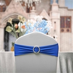 5"x14" Royal Blue Spandex Stretch Chair Sash with Silver Diamond Ring Slide Buckle - 5-Pack