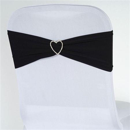 5"x12" Black Spandex Stretch Chair Sash - 5 PCS