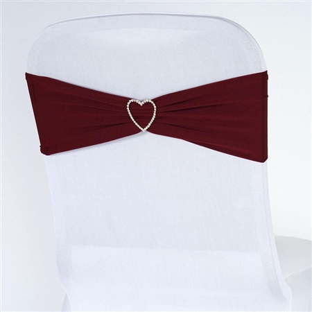 5"x12" Burgundy Spandex Stretch Chair Sash - 5 PCS