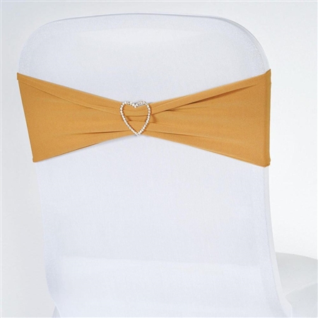 5"x12" Gold Spandex Stretch Chair Sash - 5 PCS