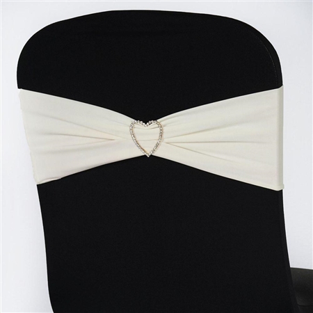 5"x12" Ivory Spandex Stretch Chair Sash - 5 PCS