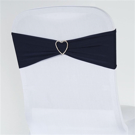 5"x12" Navy Blue Spandex Stretch Chair Sash - 5 PCS