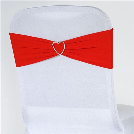 5"x12" Red Spandex Stretch Chair Sash - 5 PCS