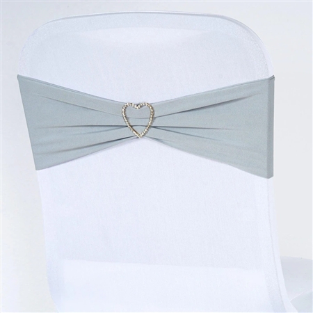 5"x12" Silver Spandex Stretch Chair Sash - 5 PCS