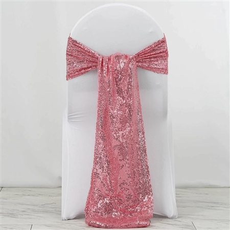 12"x108" Premium Sequin Chair Sashes - 5 Pack - Pink