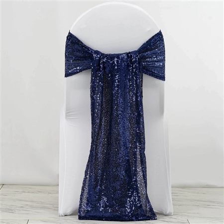 12"x108" Premium Sequin Chair Sashes - 5 Pack - Navy Blue