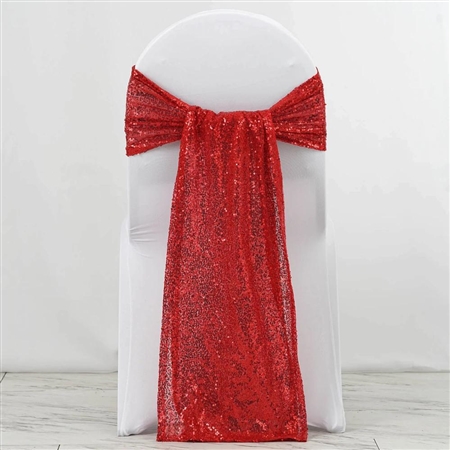 12"x108" Premium Sequin Chair Sashes - 5 Pack - Red