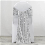 12"x108" Premium Sequin Chair Sashes - 5 Pack - Silver