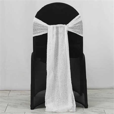 12"x108" Premium Sequin Chair Sashes - 5 Pack - White