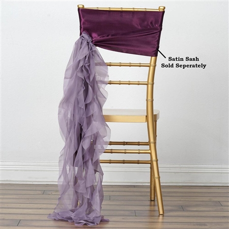 Chiffon Curly Chair Sashes - Amethyst