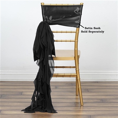 Chiffon Curly Chair Sashes - Black