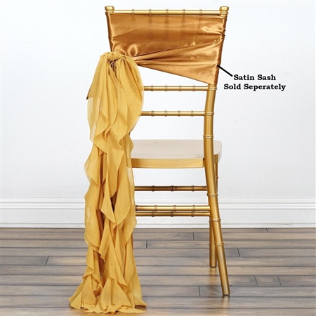 Chiffon Curly Chair Sashes - Gold