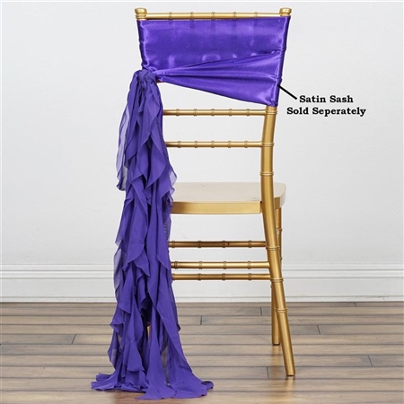 Chiffon Curly Chair Sashes - Purple