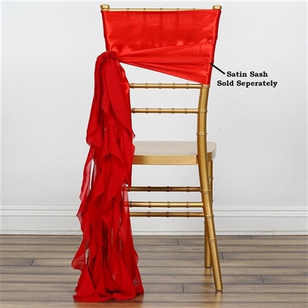 Chiffon Curly Chair Sashes - Red