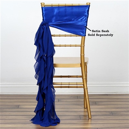 Chiffon Curly Chair Sashes - Royal Blue