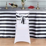 6"x108 " Stripe Satin Chair Sashes - 5 Pack - Black & White