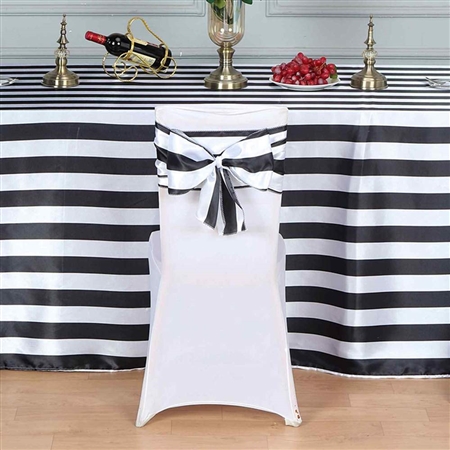 6"x108 " Stripe Satin Chair Sashes - 5 Pack - Black & White