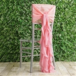 Rose Quartz Chiffon Hoods With Curly Willow Chiffon Chair Sashes