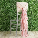 Blush Chiffon Hoods With Curly Willow Chiffon Chair Sashes