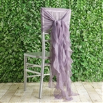 Amethyst Violet Chiffon Hoods With Curly Willow Chiffon Chair Sashes