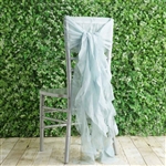 Ice Blue Chiffon Hoods With Curly Willow Chiffon Chair Sashes