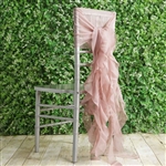 Dusty Rose Chiffon Hoods With Curly Willow Chiffon Chair Sashes