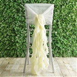 Ivory Chiffon Hoods With Curly Willow Chiffon Chair Sashes