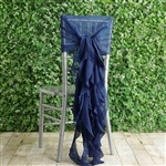 Navy Blue Chiffon Hoods With Curly Willow Chiffon Chair Sashes