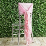 Pink Chiffon Hoods With Curly Willow Chiffon Chair Sashes