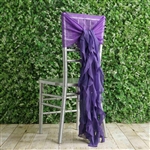 Purple Chiffon Hoods With Curly Willow Chiffon Chair Sashes