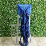 Royal Blue Chiffon Hoods With Curly Willow Chiffon Chair Sashes