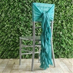 Turquoise Chiffon Hoods With Curly Willow Chiffon Chair Sashes