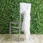 White Chiffon Hoods With Curly Willow Chiffon Chair Sashes