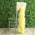 Yellow Chiffon Hoods With Curly Willow Chiffon Chair Sashes