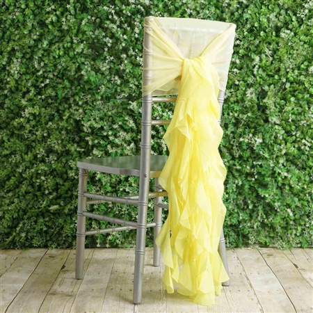 Yellow Chiffon Hoods With Curly Willow Chiffon Chair Sashes