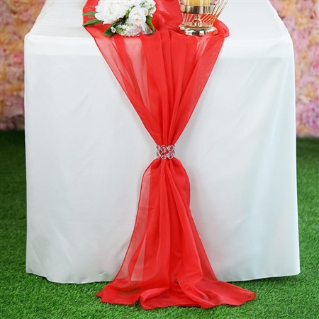 6FT Red Premium Chiffon Table Runner