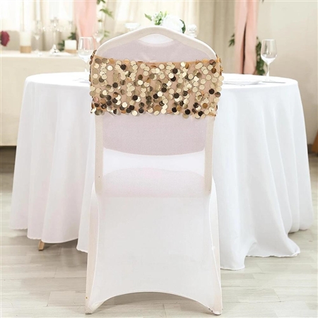 Big Payette Sequin Round Chair Sashes - 5 Pack - Gold