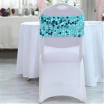 Big Payette Sequin Round Chair Sashes - 5 Pack - Turquoise