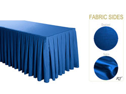Satin / Dupioni Box Pleat Table Skirt - 6FT  (3 Sides Covered) - 11FT Section
